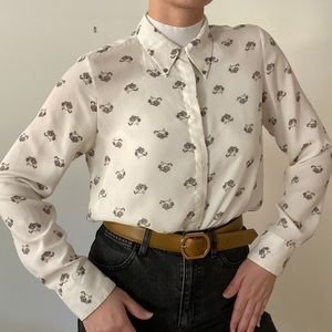 ZARA Animal Print Satin Blouse